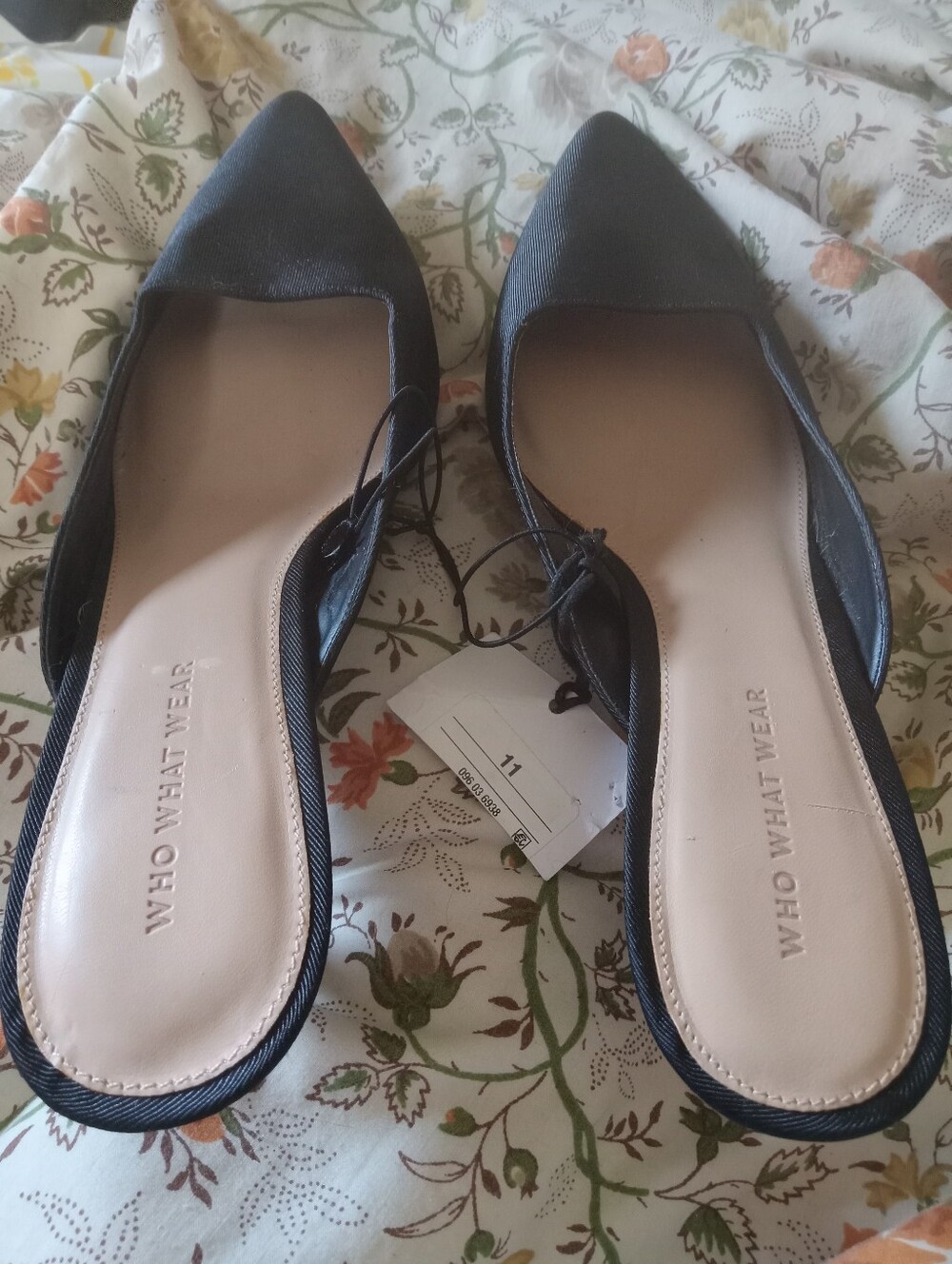 Who What Wear Black Grosgrain Kitten Heel Mules Slip Ons 11 NWT - Picture 2 of 3
